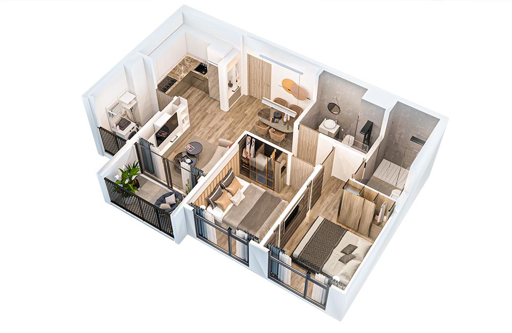 Lý do căn 2 phòng ngủ chiếm tỉ lệ lớn trong khu căn hộ